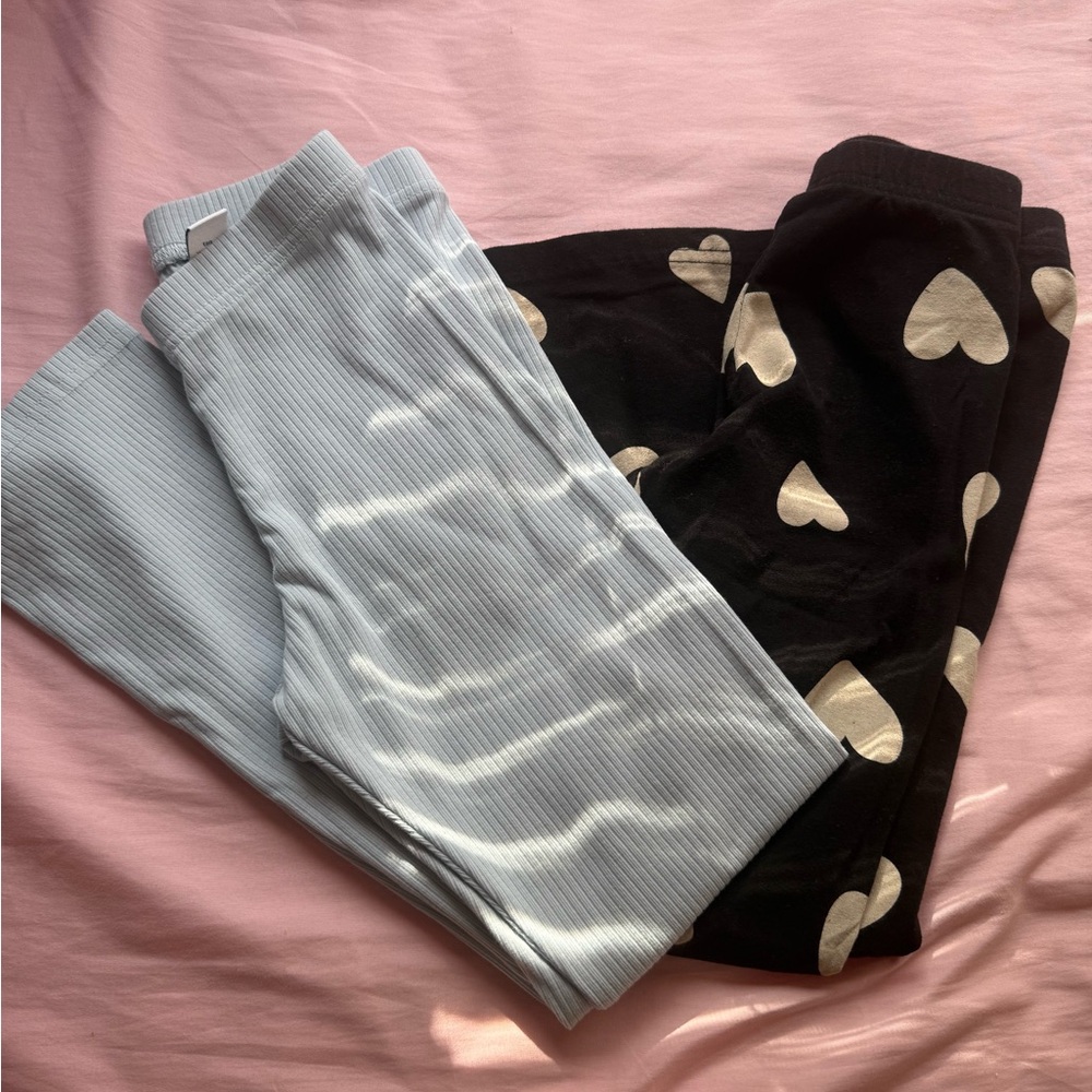 Kids Ribbed and Heart Print Leggings Set